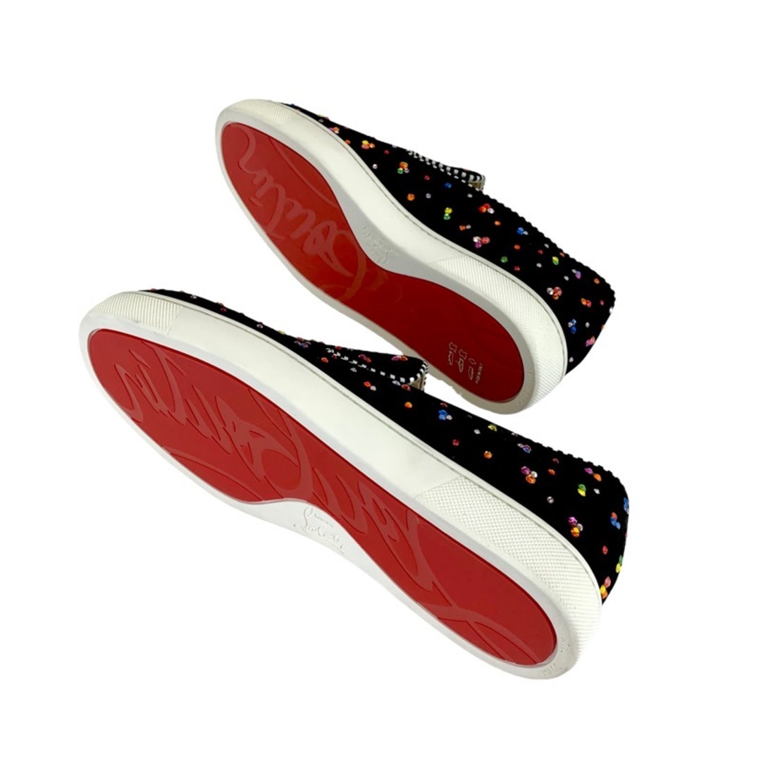 Christian Louboutin(クリスチャンルブタン)のクリスチャンルブタン Christian Louboutin スニーカー 靴 シューズ スエード ブラック 未使用 スリッポン ラインストーン スワロフスキー レディースの靴/シューズ(スニーカー)の商品写真