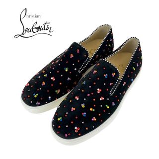 クリスチャンルブタン(Christian Louboutin)のクリスチャンルブタン Christian Louboutin スニーカー 靴 シューズ スエード ブラック 未使用 スリッポン ラインストーン スワロフスキー(スニーカー)