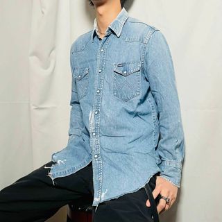 ヴィンテージ Wrangler ウエスタンシャツ ダメージデニム グランジ