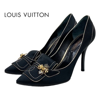 ルイヴィトン(LOUIS VUITTON)のルイヴィトン LOUIS VUITTON パンプス 靴 シューズ サテン ブラック 黒 bee(ハイヒール/パンプス)