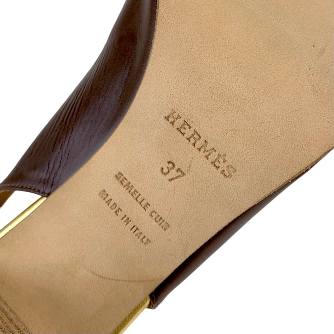 Hermes(エルメス)のエルメス HERMES サンダル 靴 シューズ レザー ブラウン ゴールド 未使用 スリングバック レディースの靴/シューズ(サンダル)の商品写真