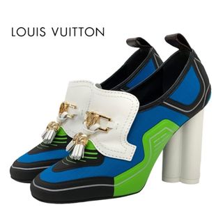 ルイヴィトン(LOUIS VUITTON)のルイヴィトン LOUIS VUITTON スウィフト パンプス 靴 シューズ レザー マルチカラー ゴールド フラワーヒール タッセル ロゴ ローファー ブーティ(ハイヒール/パンプス)