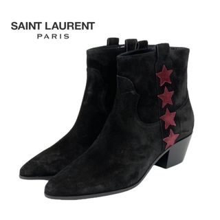 Saint Laurent - サンローラン SAINT LAURENT ブーツ ショートブーツ 靴 シューズ スエード ブラック ボルドー スター