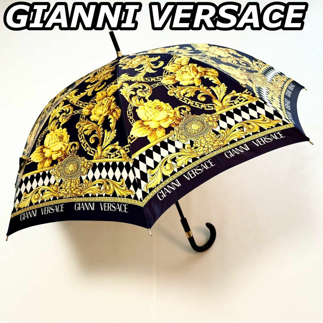 Gianni Versace(ジャンニヴェルサーチ)のGIANNI VERSACE バロック柄 傘 ネイビー ゴールド レディースのファッション小物(傘)の商品写真