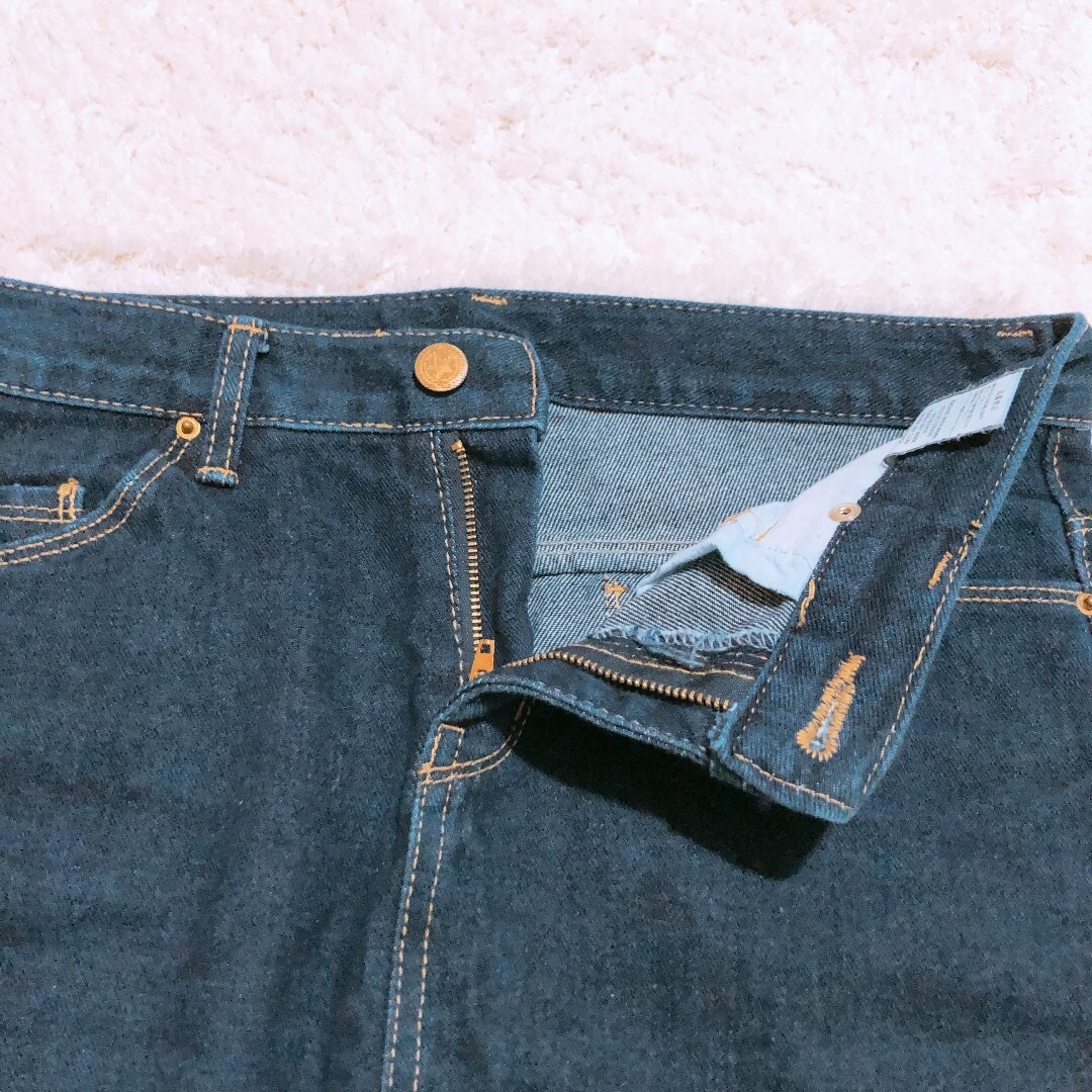 デニムスカート　ミニスカート　ブルー　台形　無地　美品　シンプル レディースのスカート(ミニスカート)の商品写真