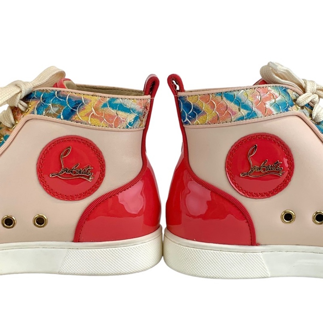 Christian Louboutin(クリスチャンルブタン)のクリスチャンルブタン Christian Louboutin スニーカー 靴 シューズ レザー パテント ピンク グリーン マルチカラー 未使用 ハイカットスニーカー スパイク スタッズ レディースの靴/シューズ(スニーカー)の商品写真