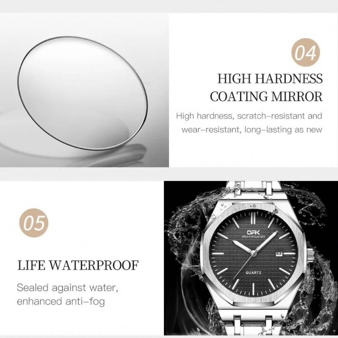 新品 OPK オクタゴン オマージュウォッチ メンズ腕時計 ブラック＆シルバー メンズの時計(腕時計(アナログ))の商品写真