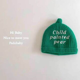 どんぐり帽子 ニット帽 韓国 男の子 女の子 帽子 赤ちゃん 人気　緑　カラフル(帽子)