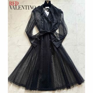 RED VALENTINO - RED VALENTINO チュール プリーツドット トレンチコート