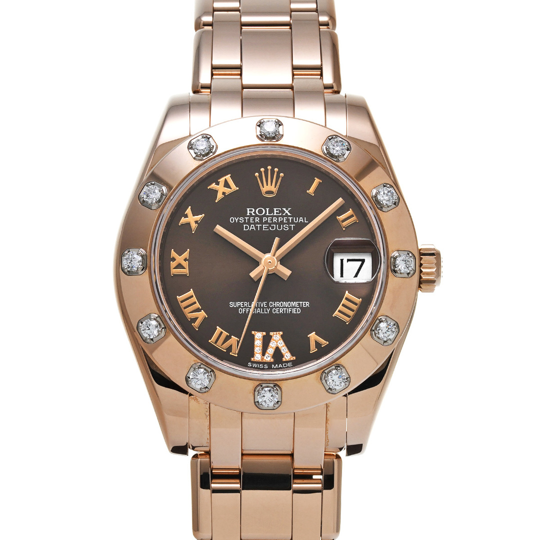 ROLEX(ロレックス)の中古 ロレックス ROLEX 81315 チョコレートブラウン /ダイヤモンド ユニセックス 腕時計 レディースのファッション小物(腕時計)の商品写真