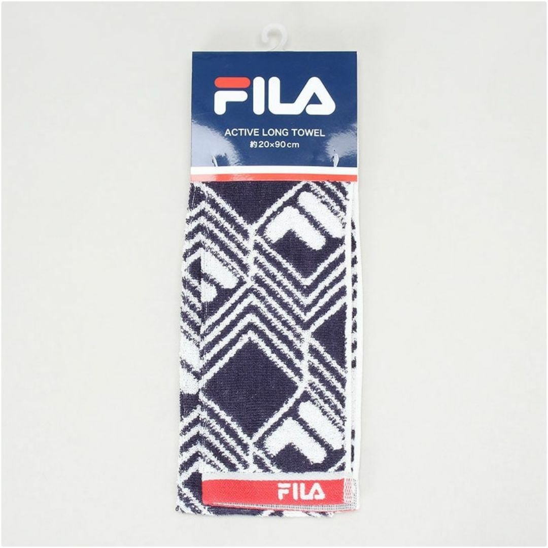 FILA(フィラ)のフィラアクティブロングタオルFILAサロット・ネイビー綿100％約20×90cm インテリア/住まい/日用品の日用品/生活雑貨/旅行(タオル/バス用品)の商品写真