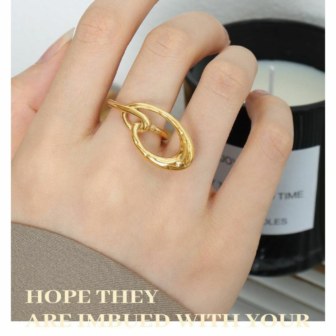 リング　ゴールド　クセあり　お洒落　Instagram ニュアンス　韓国　人気 レディースのアクセサリー(リング(指輪))の商品写真