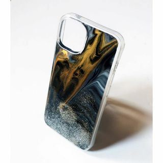 iPhone 14 13 ソフト スマホケース Fluid Art 一点物(スマホケース)