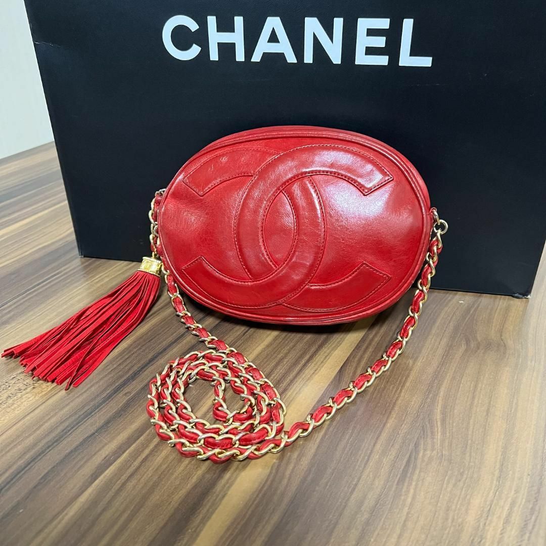 CHANEL(シャネル)の⭐️美品⭐️CHANEL チェーン ショルダー バッグ ラムスキン レッド レディースのバッグ(ショルダーバッグ)の商品写真