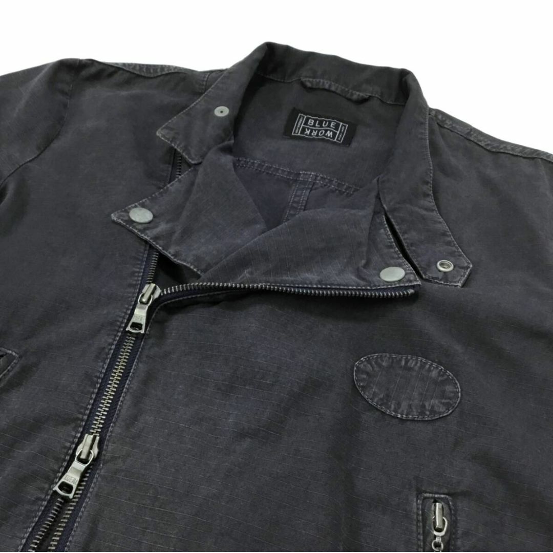 BLUE WORK(ブルーワーク)のトゥモローランド BLUE WORK 後染めコットン ライダースジャケット M メンズのジャケット/アウター(ライダースジャケット)の商品写真