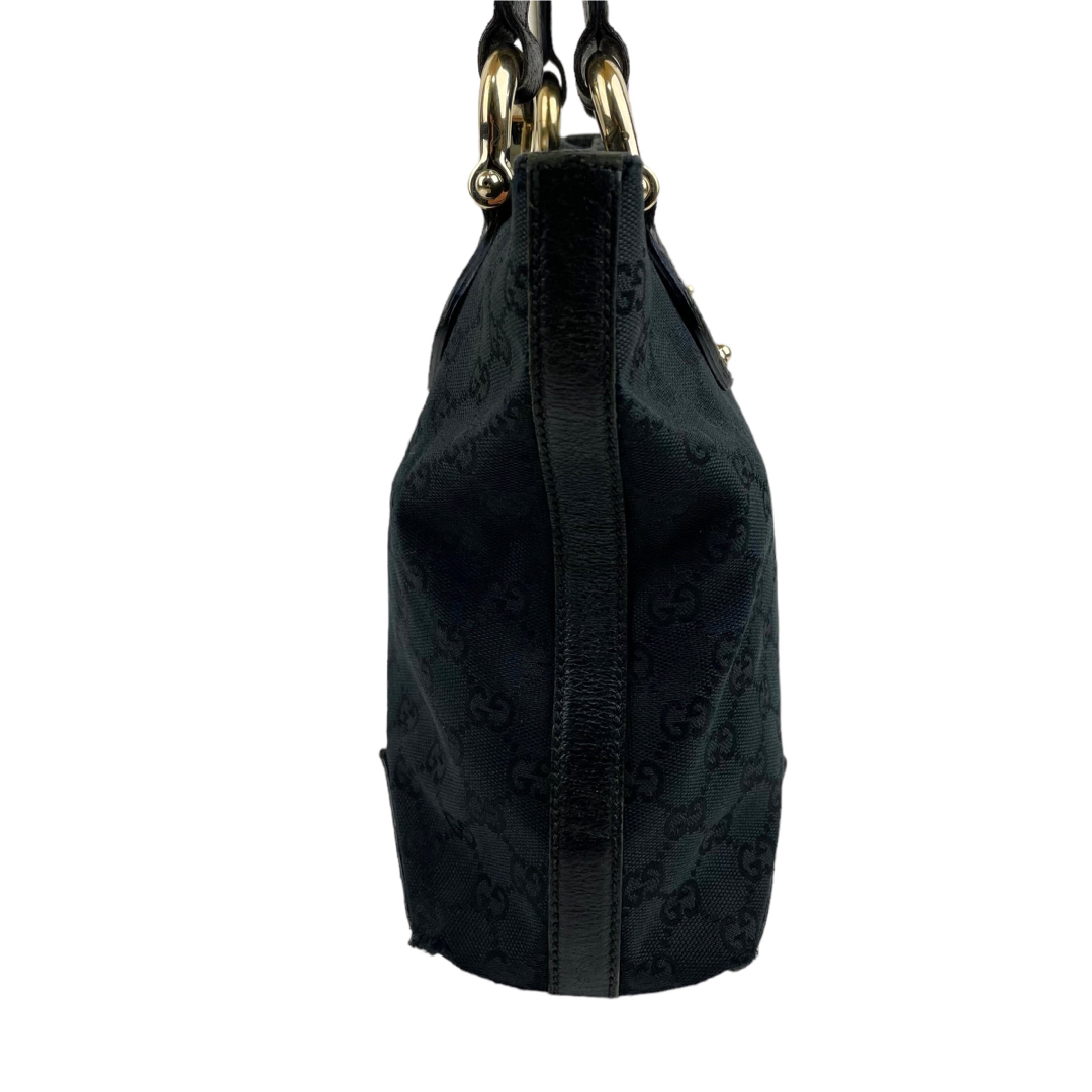Gucci(グッチ)の✨良品 GUCCI グッチ ハンドバッグ GGキャンバス ブラック　黒　手提げ レディースのバッグ(ハンドバッグ)の商品写真