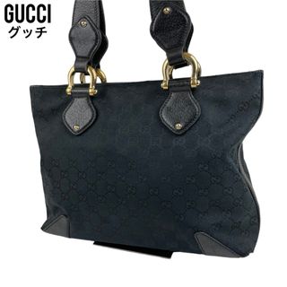 グッチ(Gucci)の✨良品 GUCCI グッチ ハンドバッグ GGキャンバス ブラック　黒　手提げ(ハンドバッグ)