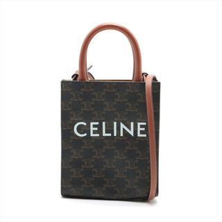 セリーヌ(celine)のセリーヌ ミニバーティカルカバ PVC×レザー  ブラック×ブラウン ユニ(ハンドバッグ)