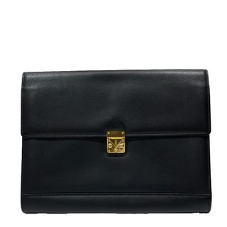 サンローラン(Saint Laurent)のYVES SAINT LAURENT クラッチバッグ YSL ロゴプレート スクエア型 ヴィンテージ レザー(クラッチバッグ)