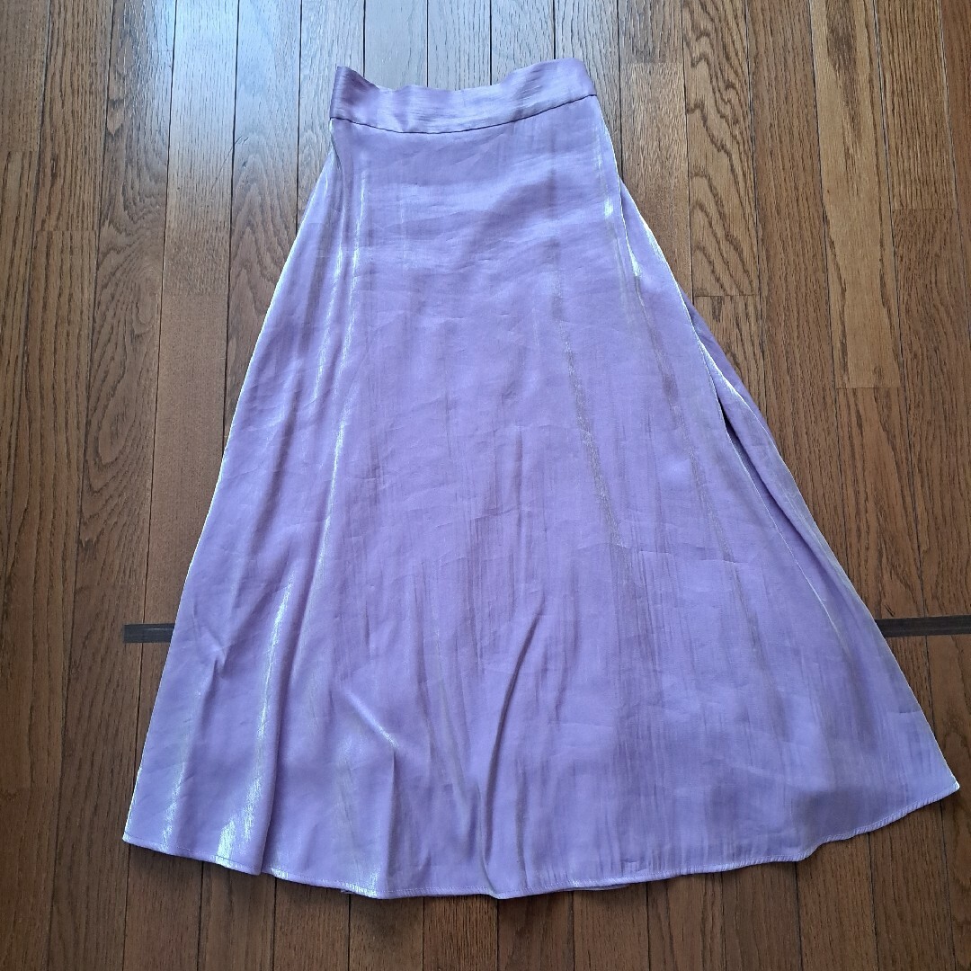 VIS　ラメ　ロングスカート　パープル レディースのスカート(ロングスカート)の商品写真