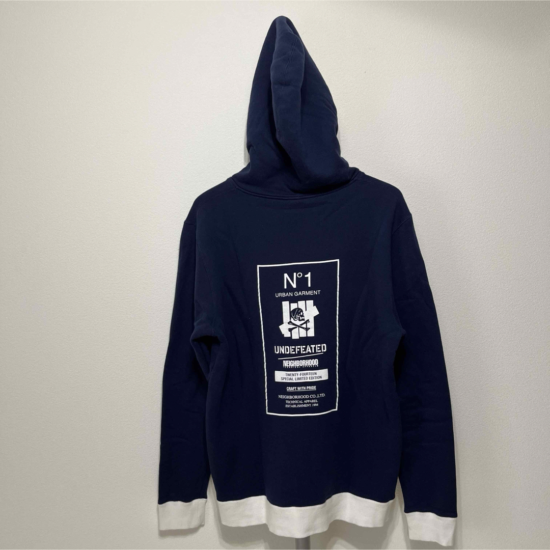 NEIGHBORHOOD(ネイバーフッド)の美品　ネイバーフッド アンディフィーテッド ジップアップパーカー サイズL紺×白 メンズのトップス(パーカー)の商品写真