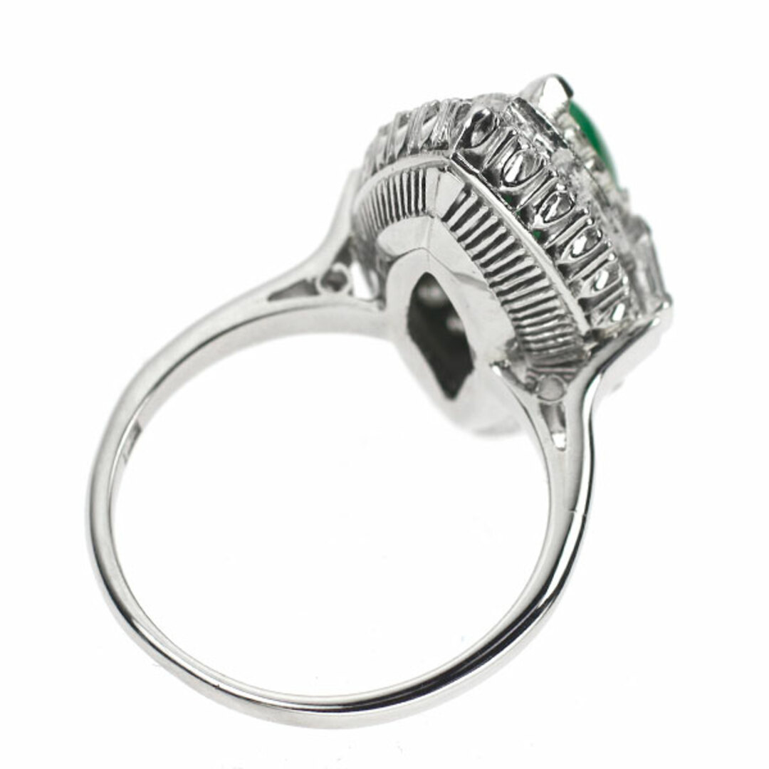 Pt500 翡翠 ダイヤモンド リング 千本透かし レディースのアクセサリー(リング(指輪))の商品写真
