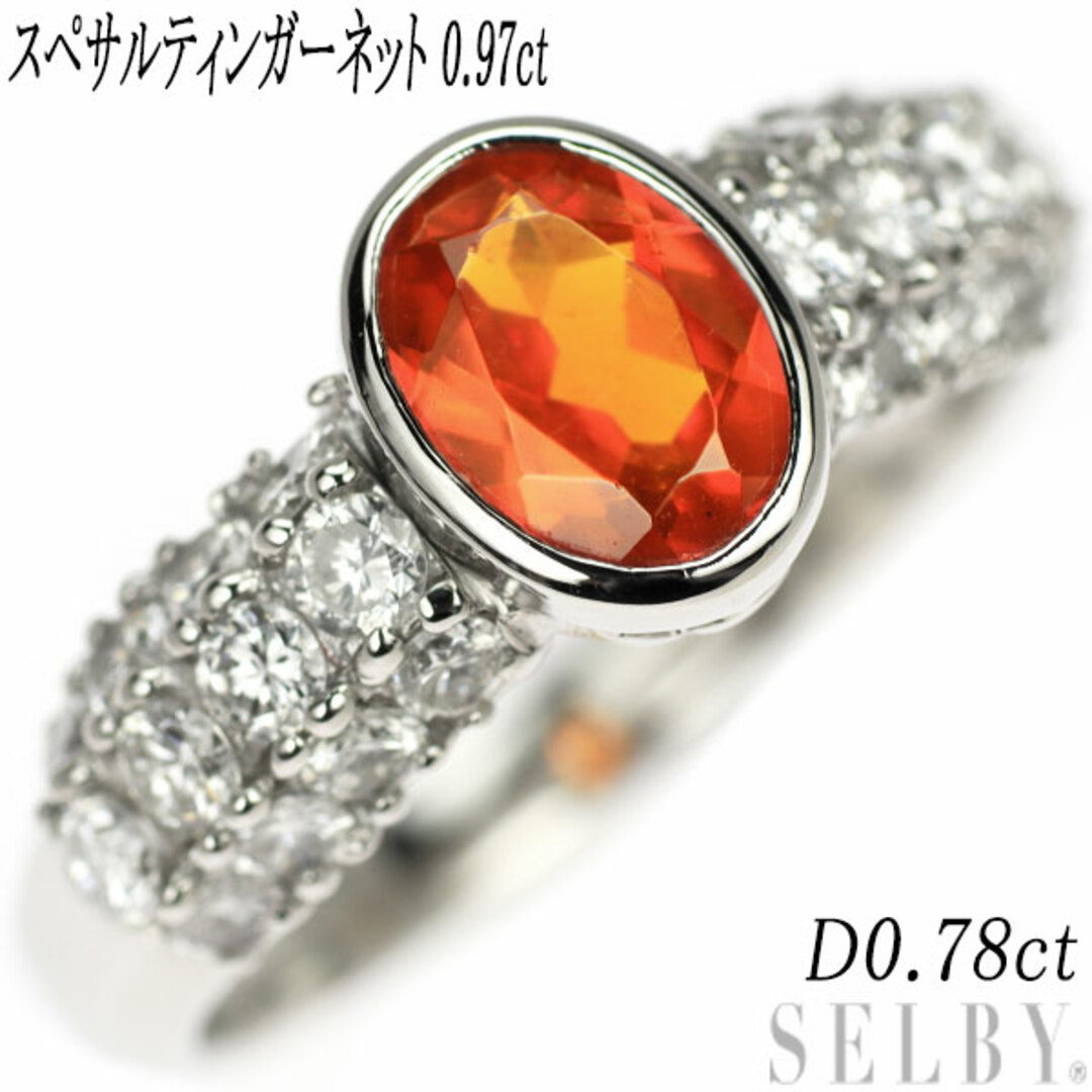 Pt900 スペサルティンガーネット ダイヤモンド リング 0.97ct D0.78ct レディースのアクセサリー(リング(指輪))の商品写真