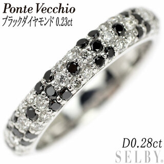 ポンテヴェキオ(PonteVecchio)のポンテヴェキオ K18WG ブラック/カラーレスダイヤモンド リング BD0.23ct D0.28ct パヴェ(リング(指輪))