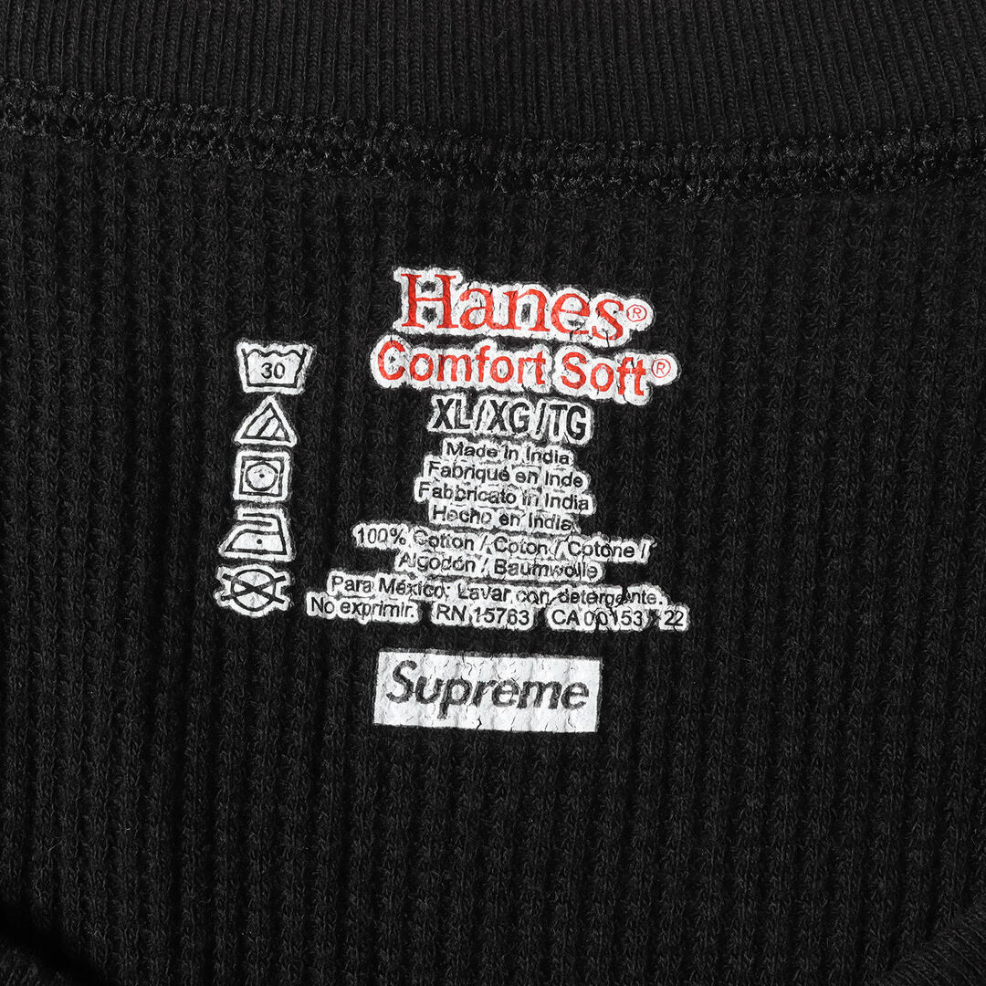 Supreme(シュプリーム)のSupreme シュプリーム Tシャツ サイズ:XL Hanes ヘインズ サーマル ロングスリーブTシャツ Thermal Crew 1 Pack ブラック 黒 トップス カットソー 長袖【メンズ】【中古】 メンズのトップス(Tシャツ/カットソー(七分/長袖))の商品写真