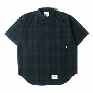 ダブルタップス(W)taps)のWTAPS ダブルタップス シャツ サイズ:XL 22SS ブラックウォッチ コットンブロード 半袖シャツ WCPO SS COTTON. BROADCLOTH. TEXTILE グリーン ネイビー トップス カジュアルシャツ【メンズ】【中古】(シャツ)