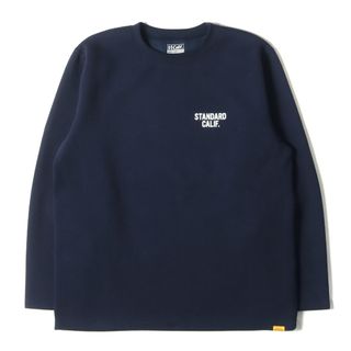 STANDARD CALIFORNIA スタンダードカリフォルニア Tシャツ サイズ:L 22AW ミリタリー ロゴ ストレッチ テック ロングスリーブ カットソー SD Tech Warm Long Sleeve ネイビー 紺 日本製 トップス 長袖【メンズ】【中古】