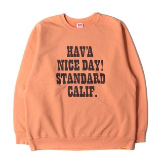 STANDARD CALIFORNIA スタンダードカリフォルニア スウェット サイズ:L 23SS ロゴ クルーネック スウェットシャツ SD US Cotton H.N.D. Logo Crew Sweat ライトオンス 染み込みプリント 裏毛 オレンジ 日本製 トップス トレーナー【メンズ】【中古】