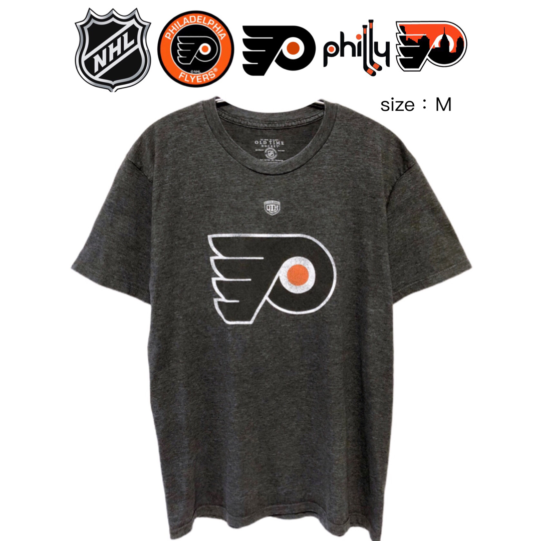 NHL　フィラデルフィア・フライヤーズ　Tシャツ　M　グレー　USA古着 メンズのトップス(Tシャツ/カットソー(半袖/袖なし))の商品写真