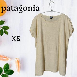 パタゴニア(patagonia)のpatagonia パタゴニア　ストライプTシャツ　麻混オーバーサイズXS(Tシャツ/カットソー(半袖/袖なし))