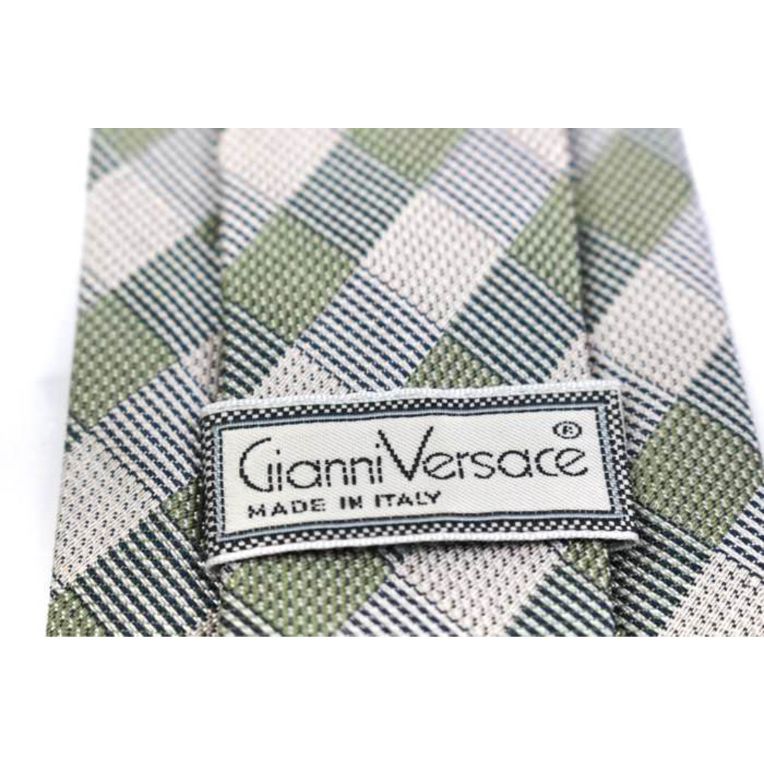 Gianni Versace(ジャンニヴェルサーチ)のジャンニ・ヴェルサーチ ブランド ネクタイ チェック柄 格子柄 シルク イタリア製 PO  メンズ カーキ Gianni Versace メンズのファッション小物(ネクタイ)の商品写真