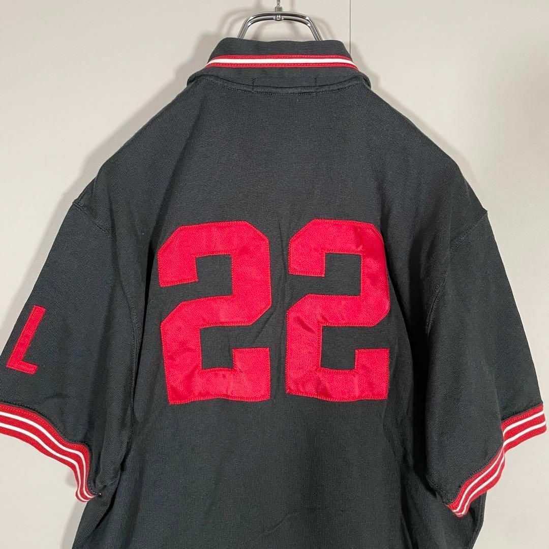 Ralph Lauren(ラルフローレン)の【ポロスポ、ビッグ刺繍ロゴ】ラルフローレン古着ベースボールシャツ赤黒90s半袖 メンズのトップス(シャツ)の商品写真