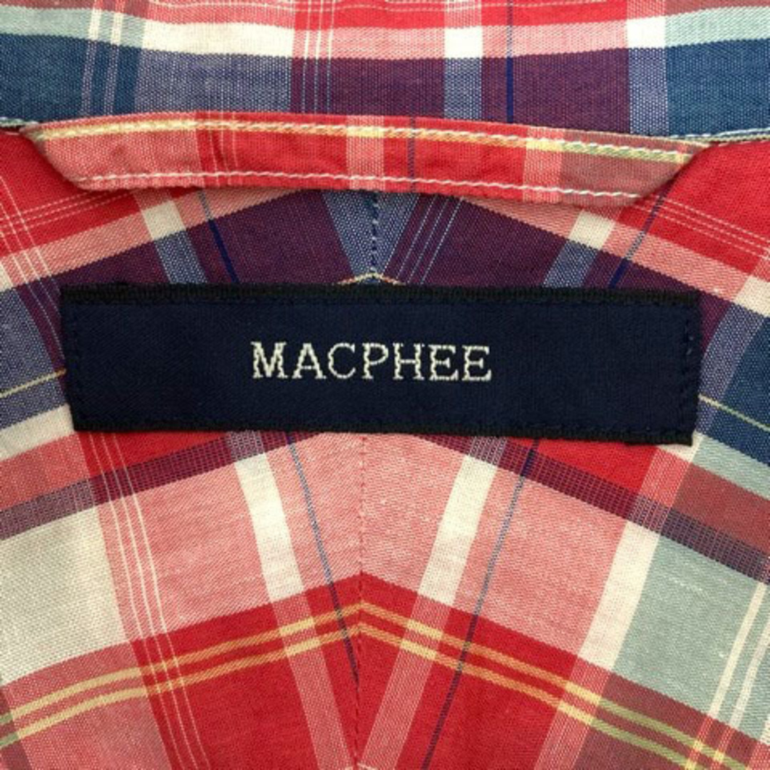 MACPHEE(マカフィー)のマカフィー トゥモローランド シャツ リネン混 チェック柄 長袖 38 赤 レディースのトップス(シャツ/ブラウス(長袖/七分))の商品写真