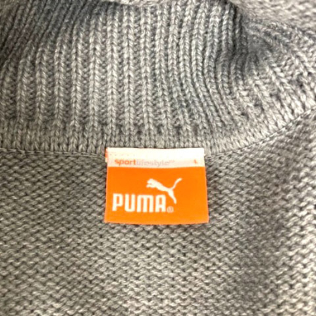 PUMA(プーマ)のPUMA ニット ワンポイント ロゴ 刺繍 ウール混 チュニック丈 L グレー  レディースのワンピース(ミニワンピース)の商品写真