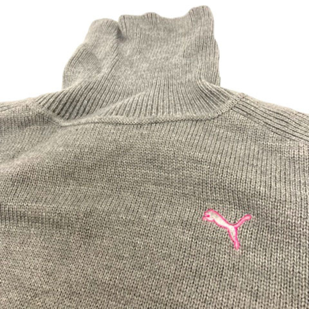 PUMA(プーマ)のPUMA ニット ワンポイント ロゴ 刺繍 ウール混 チュニック丈 L グレー  レディースのワンピース(ミニワンピース)の商品写真