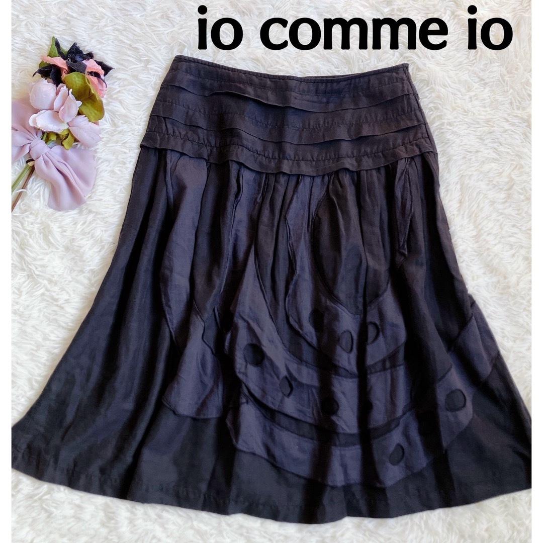 Sensounico(センソユニコ)の✳︎io comme ioイオコムイオ　シルクコットンデザインフレアースカート レディースのスカート(ひざ丈スカート)の商品写真