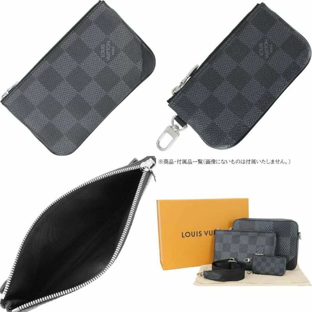 LOUIS VUITTON(ルイヴィトン)のルイヴィトン トリオメッセンジャー ダミエ グラフィット 3D ショルダーバッグ  ブラック グレー 黒 メンズ 新品同様 7022 メンズのバッグ(メッセンジャーバッグ)の商品写真