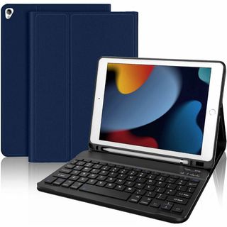 【色: ブルー】iPad 第9世代 キーボードケース 第8世代 第7世代 キーボ(タブレット)