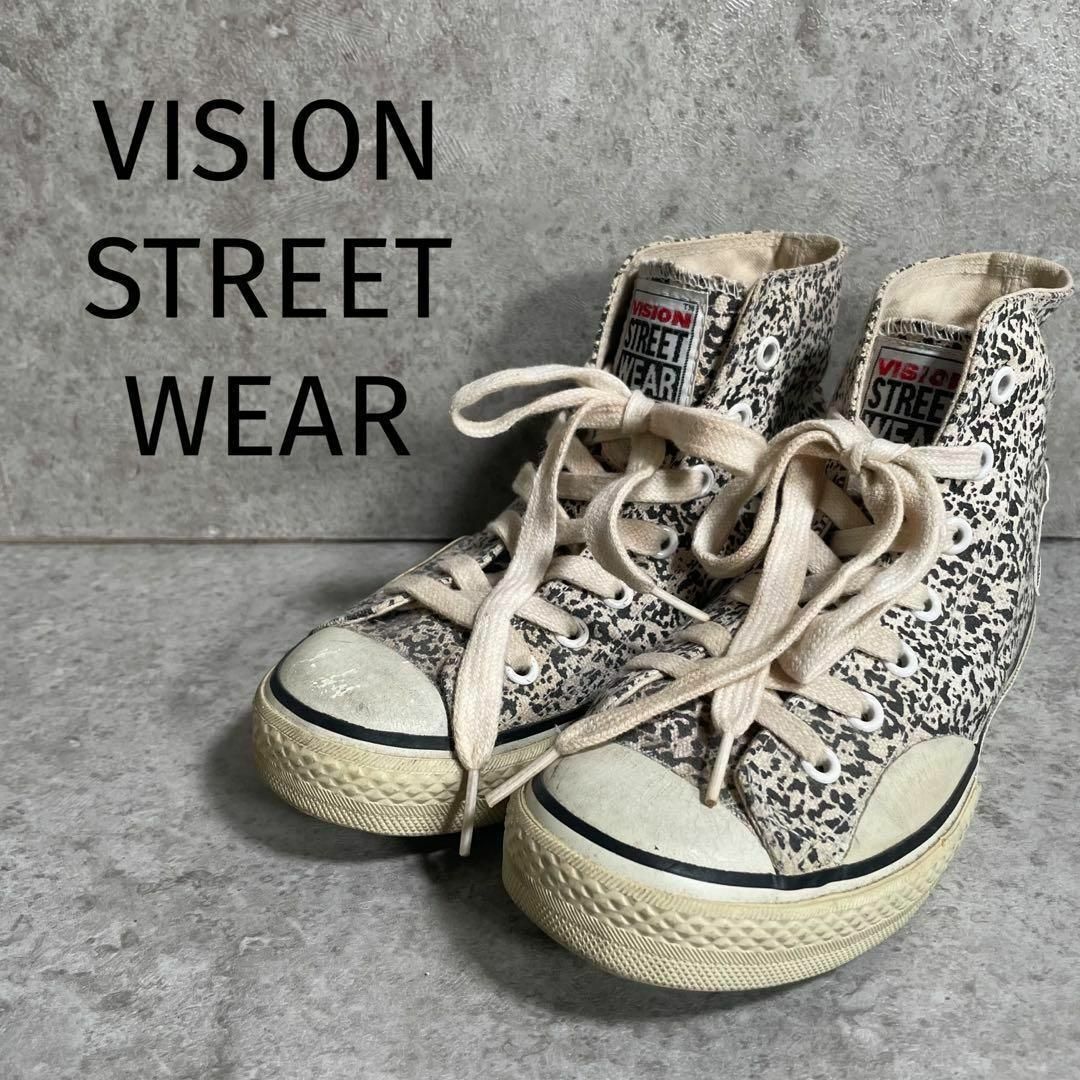 VISION STREET WEAR(ヴィジョン ストリート ウェア)の韓国製 VISION STREET WEAR ハイカット レオパード 白黒 レディースの靴/シューズ(スニーカー)の商品写真