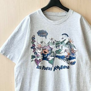 ヴィンテージ(VINTAGE)の90s古着　ヴィンテージ　Tシャツ　イラスト　冒険　様々なスポーツ　霜降り(Tシャツ/カットソー(半袖/袖なし))