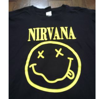 NIRVANA Tシャツ　M　スマイル　黒　黄色(ミュージシャン)