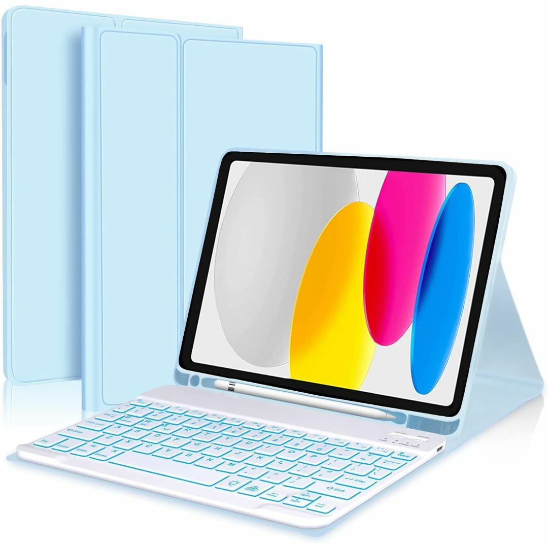[2024年最新型] [7色バックライト] iPad 第10世代 キーボードケー スマホ/家電/カメラのPC/タブレット(タブレット)の商品写真