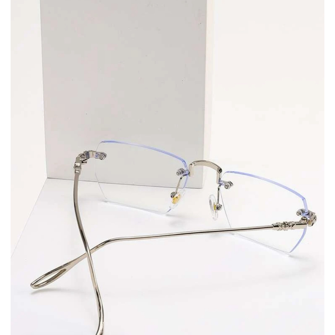 リムレス伊達メガネ レディースのファッション小物(サングラス/メガネ)の商品写真