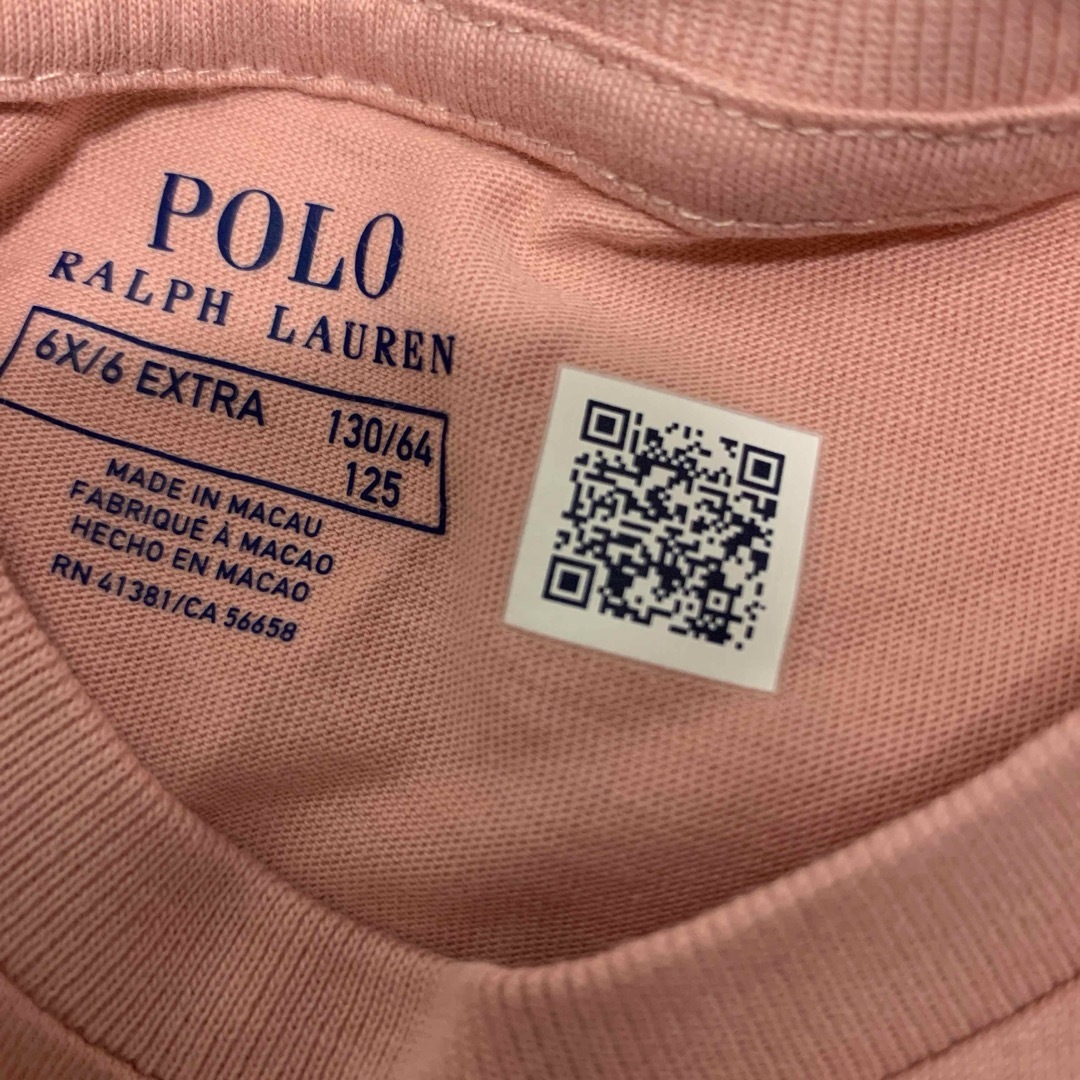 Ralph Lauren(ラルフローレン)の【新品】ラルフローレン ポロベア エプロン Tシャツ ワンピース ピンク 6X キッズ/ベビー/マタニティのキッズ服女の子用(90cm~)(ワンピース)の商品写真