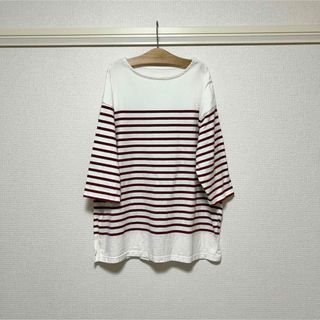 avecmoi フェリシモ パネルボーダー コットン Tシャツ カットソー M