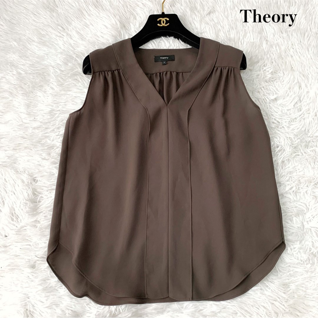 theory(セオリー)のTheory ノースリーブスキッパーブラウス とろみ ウォッシャブル S レディースのトップス(シャツ/ブラウス(半袖/袖なし))の商品写真